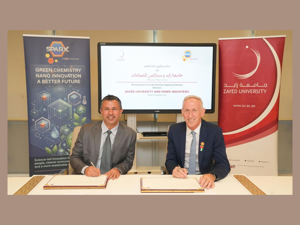 Zayed University partners with SPARX Industries to advance student research in advanced materials
