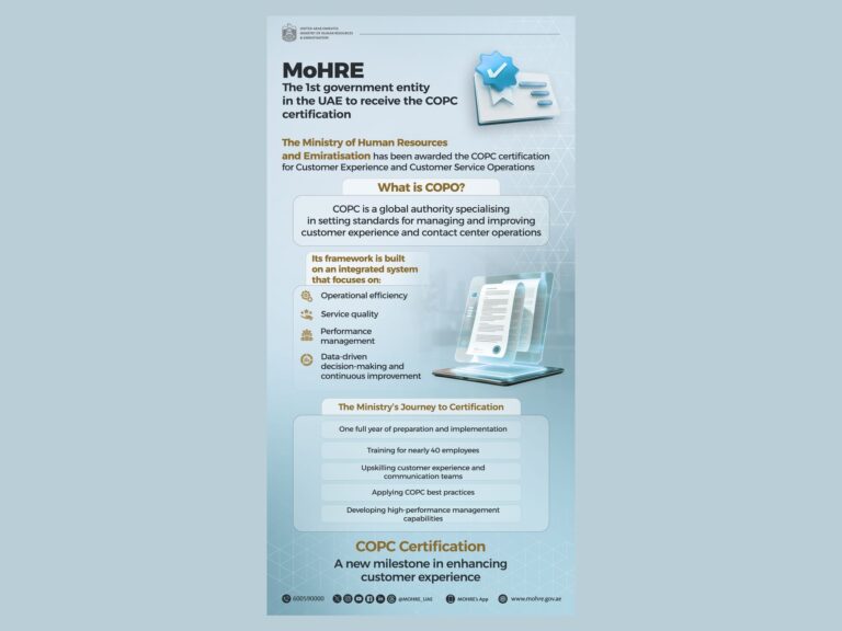MoHRE Achieves Historic COPC Certification as First UAE Government Entity
