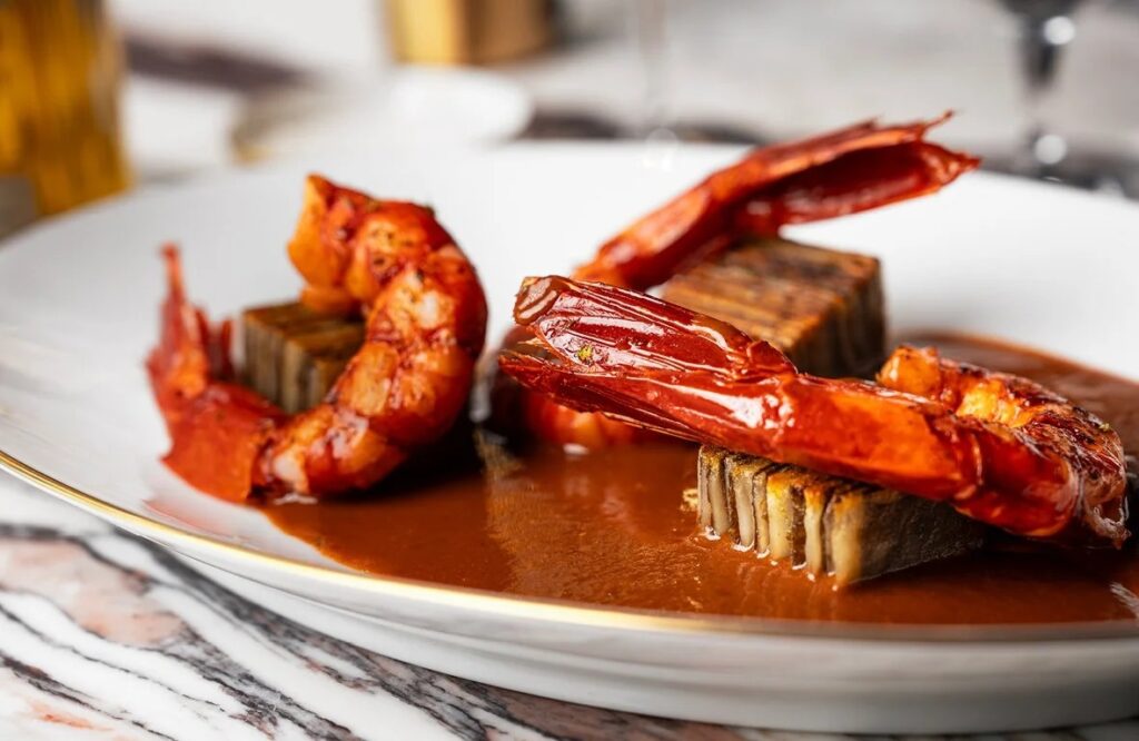 Langoustine dish served at Isabel Abu Dhabi