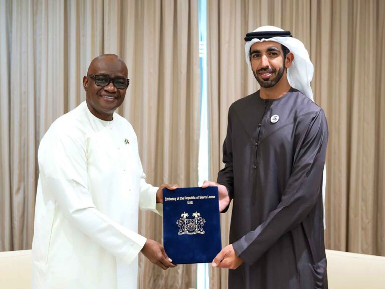 Sheikh Shakhboot bin Nahyan bin Mubarak Al Nahyan receives invitation on behalf of UAE President from President of Sierra Leone